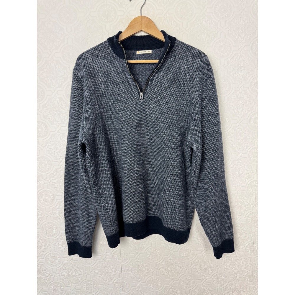 Marine Layer 100% Merino Wool Quarter Zip Sweater Navy Grey Marl 164238 mens XXL